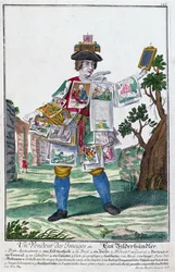 Vendeur de Tableaux, vers 1735 (gravure en couleur)